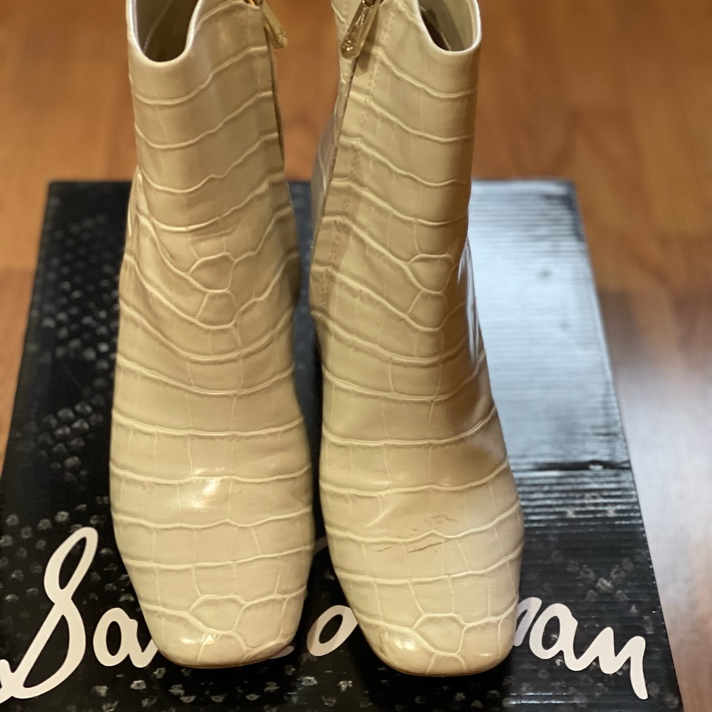 Sam Edelman ivory croc booties